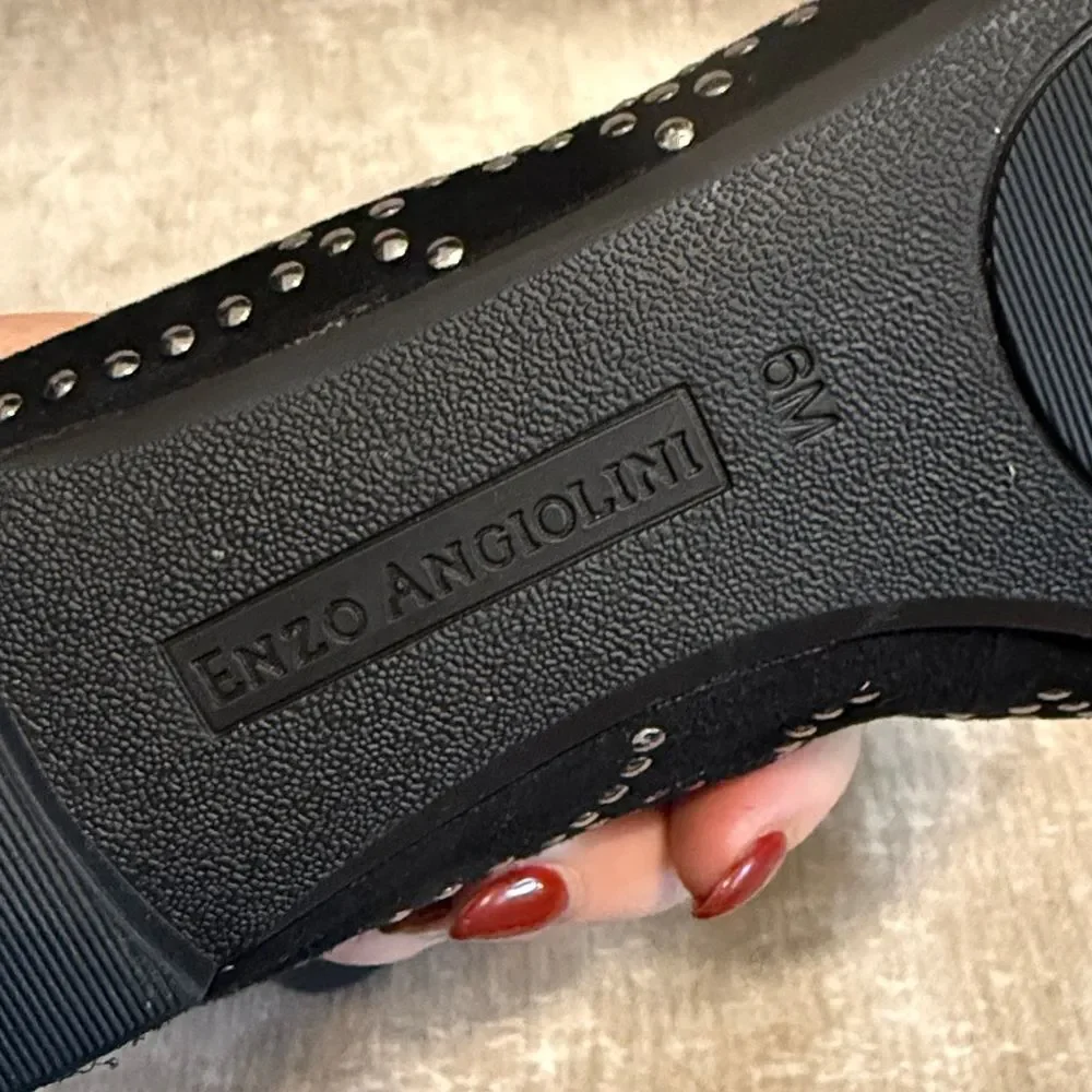 Enzo Angiolini Studded Black Flats